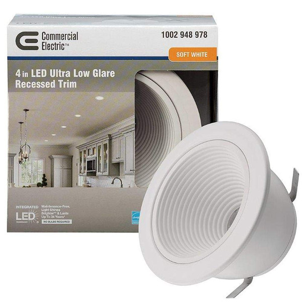 Commercial Electric 4 in. White Ultra Low Glare Mini Step Integrated LED Recessed Trim