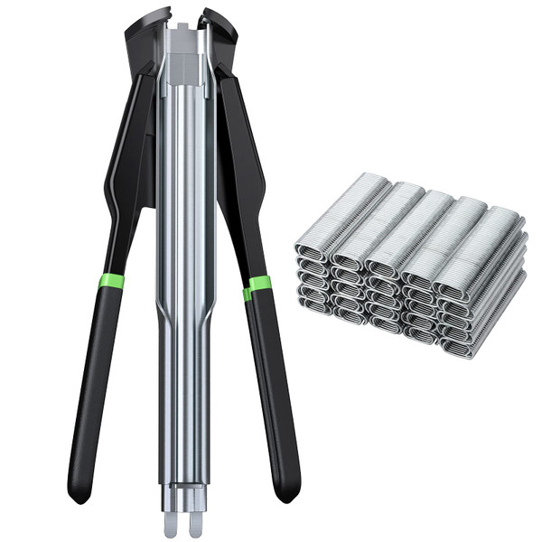 Proster C7 Hog Ring Gun Hog Ring Plier - Auto Feed Fence Fencing Nailer Plier with 2500 Hog Rings Galvanised Steel