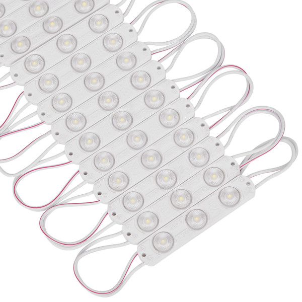 CMLAMPLED 200 PCS 12V DC LED Module 6500K Daylight White 1.2W 3 LEDs with Gem-Lens Waterproof Decorative for Advertising Letter Sign with Tape Adhesive Backside