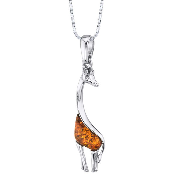 PEORA Genuine Baltic Amber Giraffe Pendant Necklace for Women Sterling Silver, Rich Cognac Color with 18 inch Chain, Real Baltic Amber Necklace for Adults, 100% Natural from Baltic Region PEORA Genuine Baltic Amber Giraffe Pendant Necklace for Women Sterling Silver, Rich Cognac Color with 18 inch Chain, Real Baltic Amber Necklace for Adults, 100% Natural from Baltic Region