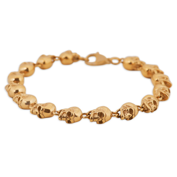 HAQUIL Gold Plated Stainless Steel Skull Bead Linked Bracelet for Men and Women, Skull Jewelry Gift HAQUIL Gold Plated Stainless Steel Skull Bead Linked Bracelet for Men and Women, Skull Jewelry Gift