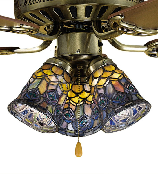 Meyda Tiffany 27459 Tiffany Peacock Feather Fan Light Shade, 4" Width