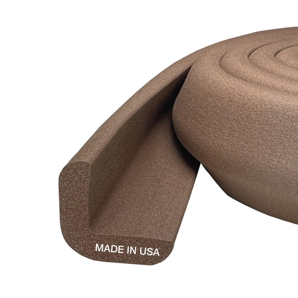 Kidkusion Baby Proof Edge Guards for Safety | Made in The USA | 24 Feet | Brown | Edge Protectors for Furniture, Tables, Fireplaces | Heavy Duty Tape Included