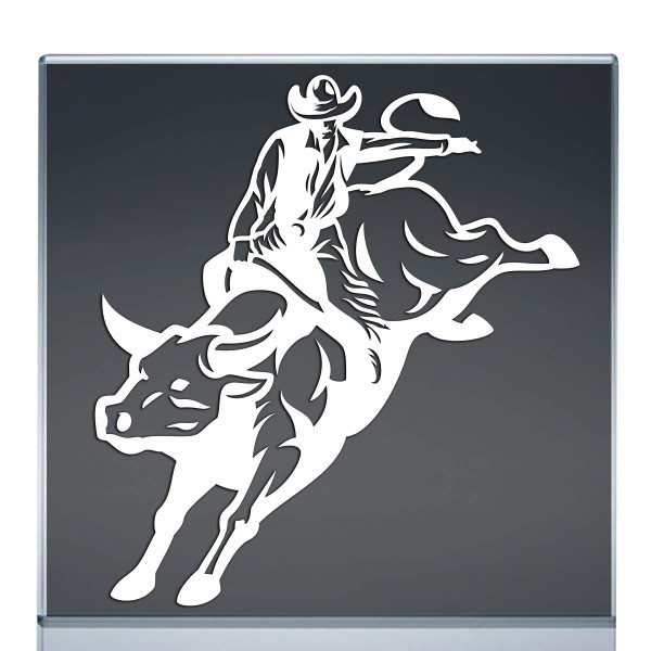 Cowboy Riding Bull Sticker Decal for Car Truck Bumper Glass Windshield Window (White, 6"x5.4") Cowboy Riding Bull Sticker Decal for Car Truck Bumper Glass Windshield Window (White, 6"x5.4")