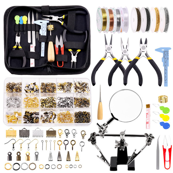 Glarks 1489Pcs Jewelry Making Kit - Supplies with Pliers, Wires, Findings for Making and Repair