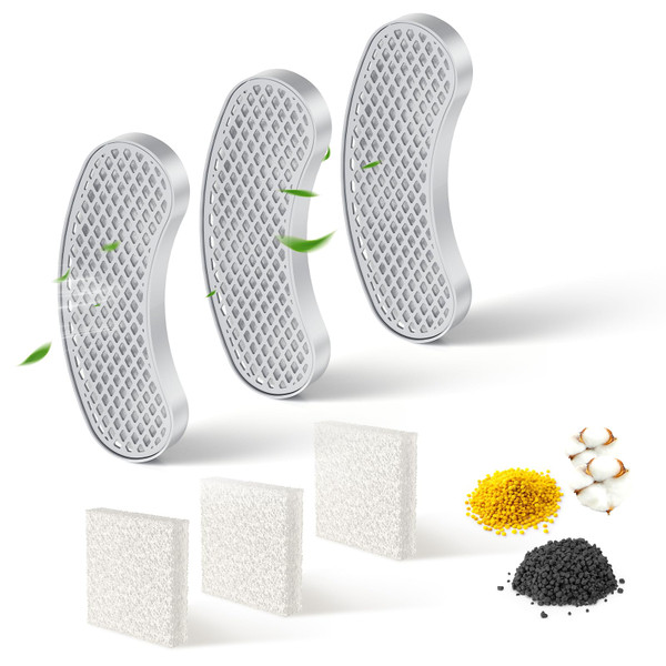 Petlipo 3-Pack Filters Replacement & 3-Pack Pre-Filter Sponges for 9~12 Weeks Usage, Compatible with All Petlipo Water Fountain for Cats Dogs