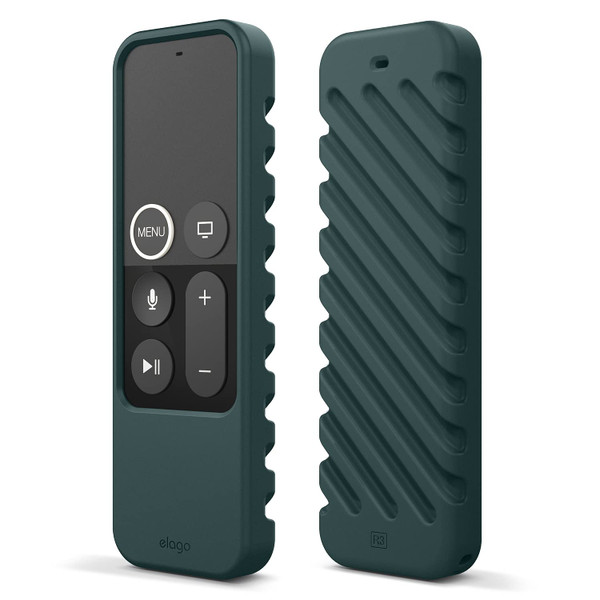elago R3 Protective Case Compatible with Apple TV Siri Remote 1st Generation (Midnight Green) - Extra Protection, Durable Silicone, Lanyard Included, Full Access