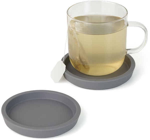 Carrotez Thick Silicone Coasters for Drinks, Round Bulky Cup Coasters for Coffee Table, Desk, Set of 2 - Grey