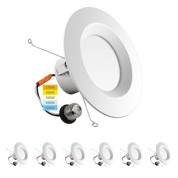 mw 6 Pack LED Recessed Lighting 6 Inch Retrofit,14W=90W, 1100LM, 5CCT, 2700K-5000K, 6 LED Can Light Retrofit,Smooth Trim, IC & Wet Rated, ETL & FCC, California JA8 Certified