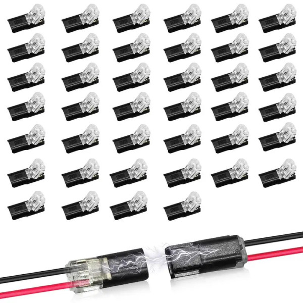 Double-Wire Plug-in Connector Led Light Strip Connectors 2 Pin, Low Voltage Wire Connector with Locking Buckle, Fast Connect Plugs Led Connectors for Strip Lights，Lead strip automotive wiring electricity Power Distribution Secure,Diy-YY