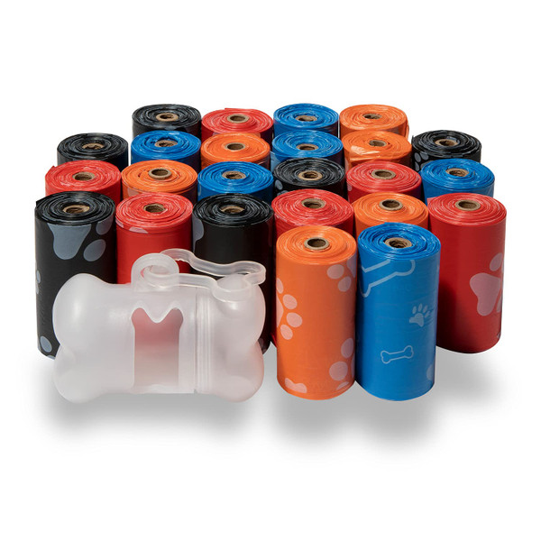 Best Pet Supplies Dog Poop Bags (360 Bags) for Waste Refuse Cleanup, Doggy Roll Replacements for Outdoor Puppy Walking and Travel, Leak Proof and Tear Resistant, Thick Plastic - Assorted Colors