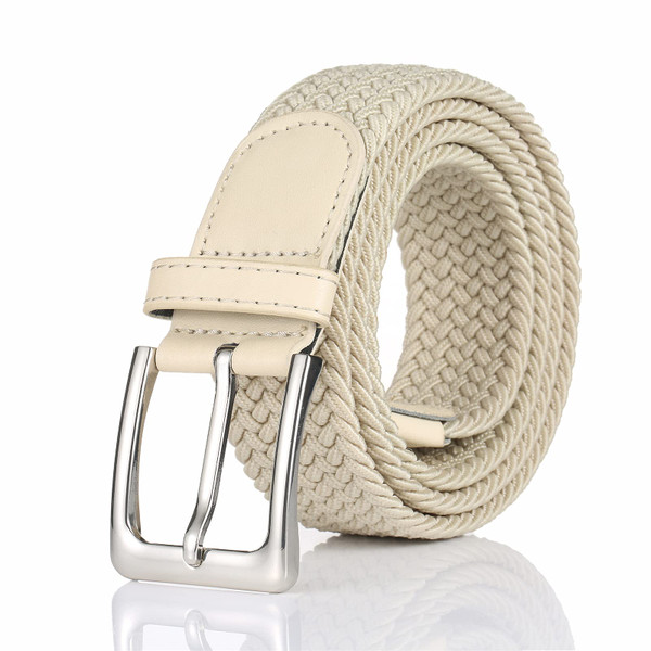BSLLNEK Elastic Braided Belt, 1 3/8", Woven Stretch Belt for Golf Casual Jeans Shorts Pants (Beige, Medium (33-36" Waist)) BSLLNEK Elastic Braided Belt, 1 3/8", Woven Stretch Belt for Golf Casual Jeans Shorts Pants (Beige, Medium (33-36" Waist))