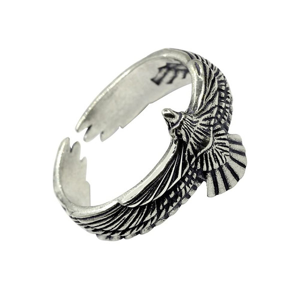 Yocoyee Retro Eagle Ring Thai Silver Feather Hawk Falcon Adjustable Ring Trendy Personality Ring for Men-Style 1 Yocoyee Retro Eagle Ring Thai Silver Feather Hawk Falcon Adjustable Ring Trendy Personality Ring for Men-Style 1