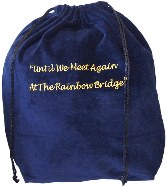 Medium Blue Rainbow Bridge Velvet Cremation Urn Bag - Velvet Cotton Bag for Urn - Medium Size 9"L x 6"W x 13"H - Great for Holding a Pet Urn Measuring 11"H or Smaller