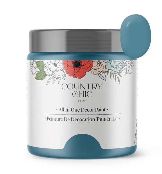 Country Chic All-in-One Chalk Paint for Furniture, Cabinets, Home Decor, Eco-Friendly, Matte Finish, Built-In Primer & Top Coat for Wood, Metal - Tide Pool (Blue) - 4 oz (118 ml)