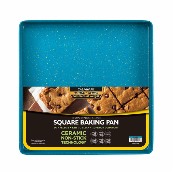 casaWare 11.5 x 11.5 x 1.5-Inch (Exterior) Square Multipurpose Pan, Ultimate Series Commercial Weight, Ceramic Non-Stick Coating (Blue Granite)