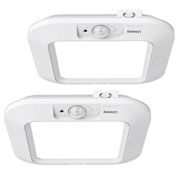2 Pack Battery Operated Ceiling Light Motion Sensor Shower Light, Wireless Closet Lights 6000K LED Bathroom Shower Lamp, Motion Activated Ceiling Lamp for Bathroom Closet Cabinet(Battery Not Included)