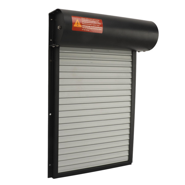 Metal Solar Powered Door for Duck Goose Farm, Automatic Chicken Coop Door, Roller Shutter Coops Cages with Timer Manual Mode for Protecting Poultry (Black)