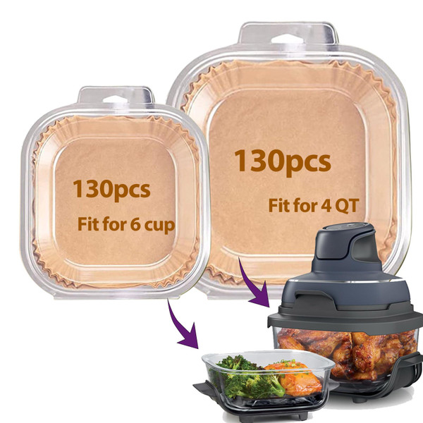 Air Fryer Liners Disposable for Ninja Crispi, 260 PCS Ninja Crispi Air Fryer Accessories for Ninja Crispy Glass Container, Ninja Crispi Accessories for 4 QT & 6 Cup Ninja Crispy Air Fryer