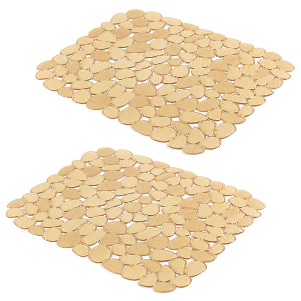 Yolife Pebble Sink Mats for Stainless Steel & Porcelain Sink, 2 PCS PVC Sink Saddle Protectors Kitchen Sink Mat for,Dishes and Glassware (Yellow-Brown)