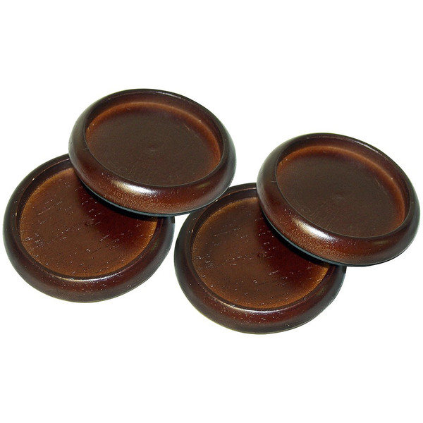 SoftTouch 2" Round Wood Reusable Furniture Caster Cups for Carpet or Hard Surfaces, Anti-Slip Protective Wood Furniture Cups with Non-Skid Base, Set of 4, Cherry