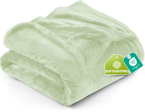 Utopia Bedding Fleece Blanket King Size Sage Green 300GSM Luxury Fuzzy Soft Anti-Static Microfiber Bed Blanket (90x102 Inch)