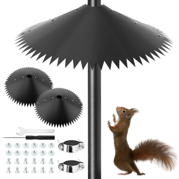 Ranjaner 2Pcs Squirrel Baffle for Bird Feeder Pole, 14 inch Squirrel Proof Guard with Spikes, Outdoor Wrap Around Squirrels Baffle to Keep Squirrels and Raccoons Out of Birdhouses