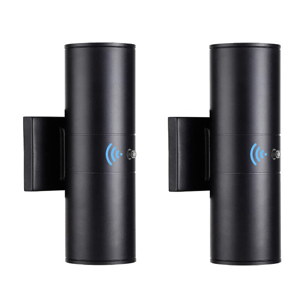 Tipace 2 Pack Dusk to Dawn Modern Outdoor Porch Lights Matte Black Sensor up and Down Wall Lights Cylinder Patio Light,Exterior Wall Light Fixtures for Courtyard,entryway,Garage (Bulbs Not Included)