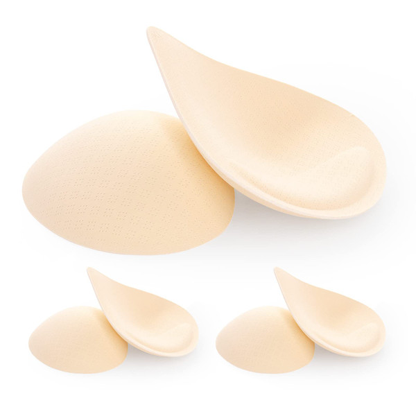 FOOT OF THE TREE Super Thick Bra Pads Inserts 3 Pairs Removable Breast Enhancers Push Up Bra Cups Paddings (Beige-thin, L)