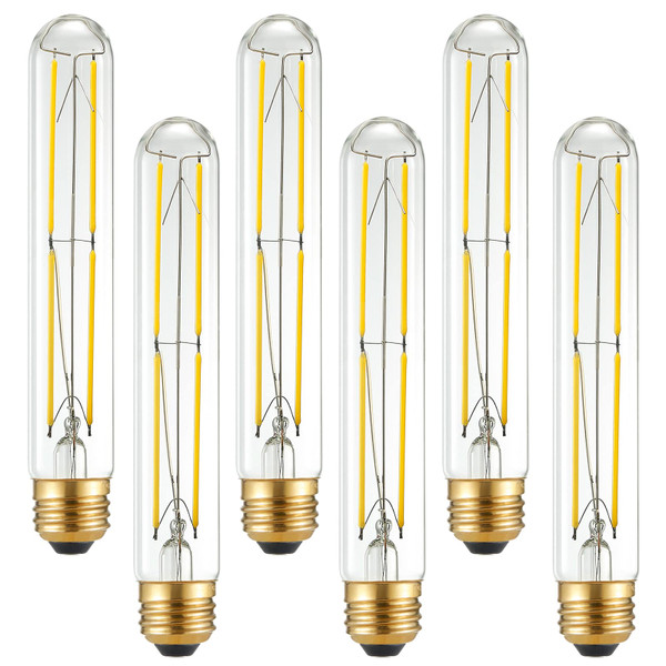 LiteHistory T10 LED Bulb 6W Equal E26 LED Bulb 60 Watt dimmable Neutral White 4000K E26 Edison Bulb AC120V 600lm Tubular Light Bulb T9 for Rustic Pendant,Island,Chandeliers,Wall sconces Pack of 6
