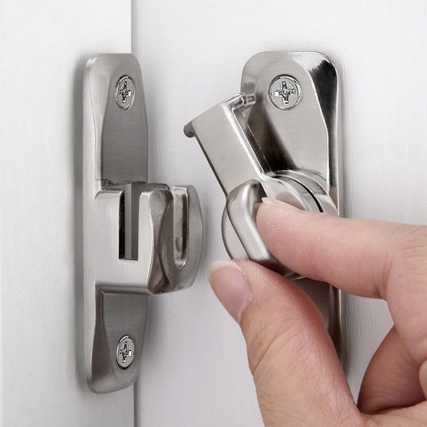 INIRET Barn Door Latches,Silver 90/180 Degree Gate Lock,Zinc Alloy Right Angle Door Lock Latch,Flip Gate Latches Hardware,Door Security Sliding Door Latch Lock fo Cabinets,Bathroom,Barn Door