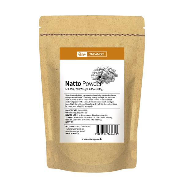 ONDAMGO Natto Powder 7.05 Ounces 100% Natural Nattokinase Freeze-Dried Fermented Soybean Powder for Gut Health, High in Probiotics, Vitamin K2 ONDAMGO Natto Powder 7.05 Ounces 100% Natural Nattokinase Freeze-Dried Fermented Soybean Powder for Gut Health, High in Probiotics, Vitamin K2
