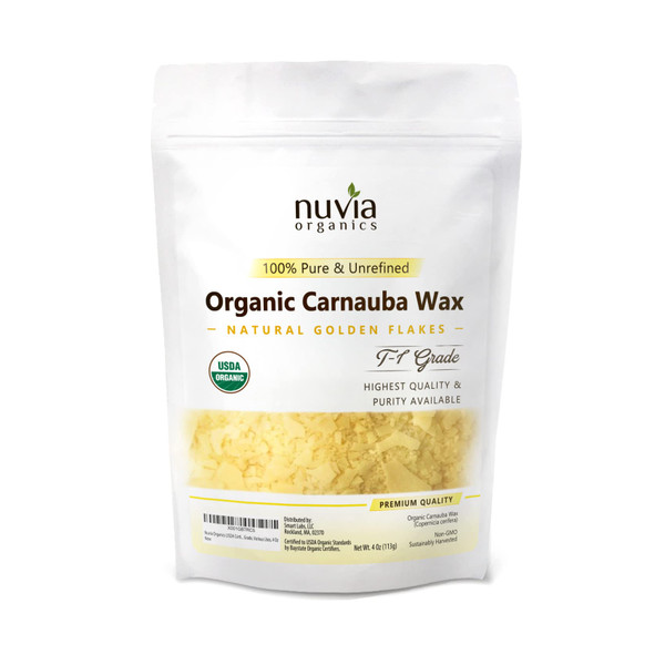 Organic Carnauba Wax - USDA Certified Organic, Non-GMO, Sustainably Harvested Plant Based Wax; 4oz Organic Carnauba Wax - USDA Certified Organic, Non-GMO, Sustainably Harvested Plant Based Wax; 4oz