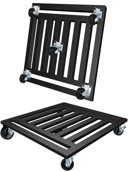 LUBORN Heavy Duty Plant Caddy with Wheels, 20'' Metal Rolling Plant Stand Indoor Outdoor, 2 pcs Square Plant Dolly with Lockable Caster Wheels Holds up 450 Lbs Planter