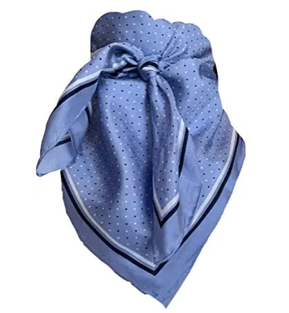 Wyoming Traders Wild Rag Slate Blue Cowboy Multi Polka Dot Silk Scarf