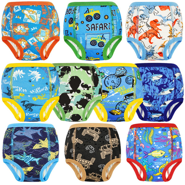 MooMoo Baby Training Underwear 10 Packs Absorbent Potty Training Pants for Boys and Girls Cotton Pee Pants 5T