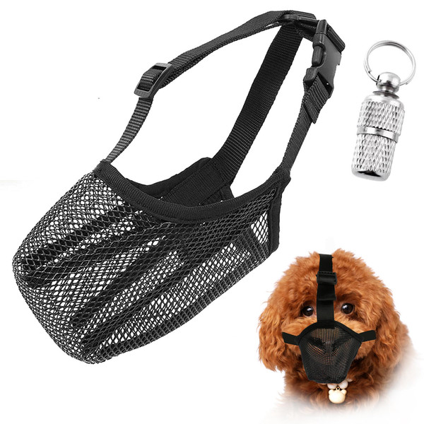 Dog Muzzle, Folded Soft Mesh Dog Muzzle for Small to Medium Sized Large Dogs with Adjustable Straps Fixed Buckles to Prevent Biting Chewing Licking Allows Drinking and Panting (Black, XS)