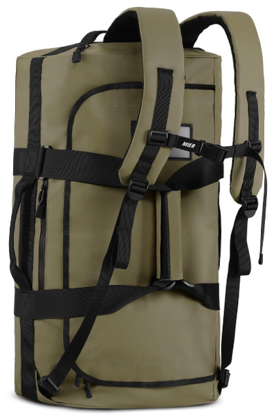 MIER 90L Water Resistant Backpack Duffle Heavy Duty Convertible Duffle Bag with Backpack Straps for Gym, Sports, Travel, Dark Green