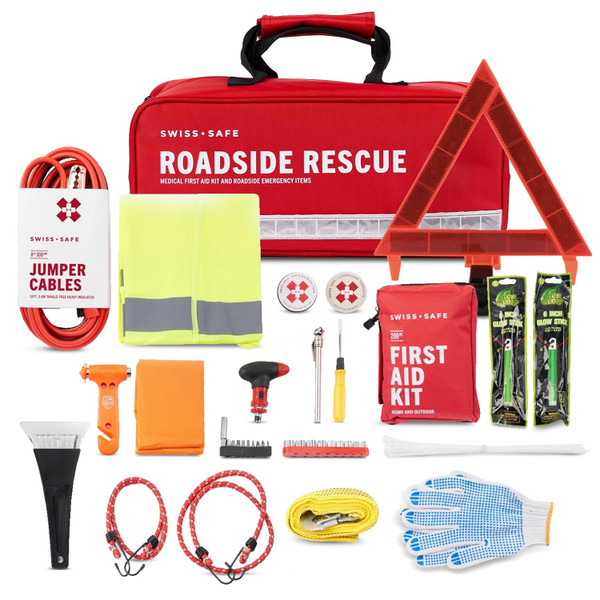 Swiss Safe 2-in-1 First Aid Kit for Car, Travel & Home, Businesses - Bonus Mini Kit for Medical Emergency Aid, Survival, Camping - 233 Piece, Car FAK