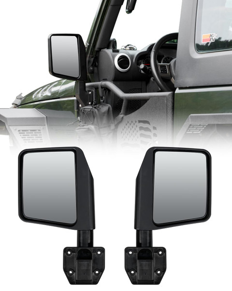 ROADER Fit for Jeep Side View Mirrors Fits for ROADER Half Doors for 2007-2018 Jeep Wrangler JK & 2018-2025 Jeep Wrangler JL Gladiator JT- 1 Pair, Black