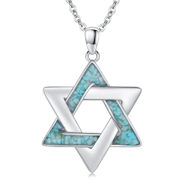 StoryMidir Star of David Necklace 925 Sterling Silver Turquoise Necklace Jewish Jewelry Gifts for Women Men StoryMidir Star of David Necklace 925 Sterling Silver Turquoise Necklace Jewish Jewelry Gifts for Women Men