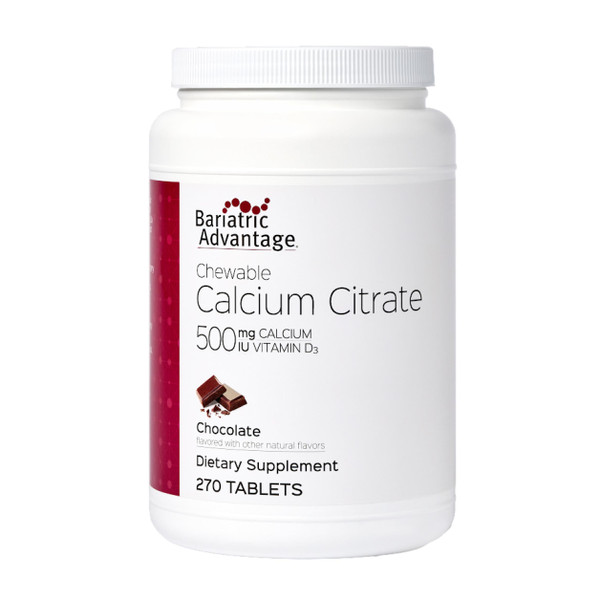 Bariatric Advantage Calcium Citrate Chewable 500 mg - for Bariatric Surgery Patients - High-Potency, Easy-Digest Tablets - Calcium Citrate - Bone Strength Supplements* - Chocolate - 270 Count