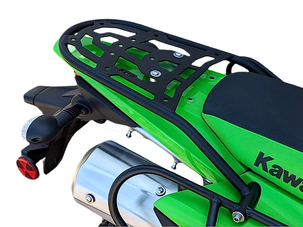 PMRACKS KLX300 / KLX300SM Rear Luggage Rack (2024-Present), Steel Cargo/Luggage Carrier, Low Profile Powder Coated Single Tube Frame, Compatible with Side Racks & Dry Bags, Motorcycle Accessories