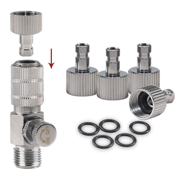 SAGUD Airbrush Quick Release Disconnect Coupler Adapter Kit with Adjustment Valve, Extra 4 Female Fitting & Extra 5 O-Ring Kit, 1/8 Male -1/8 Female Hose Connections