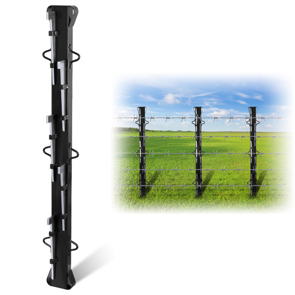 Chintooler 4ft Woven Wire Fence Stretcher Bar with 5 Wedges - Heavy-Duty Steel Fence Tensioner for Farm, Garden & Ranch - Black Powder Coated, Rust-Resistant, Easy to Install
