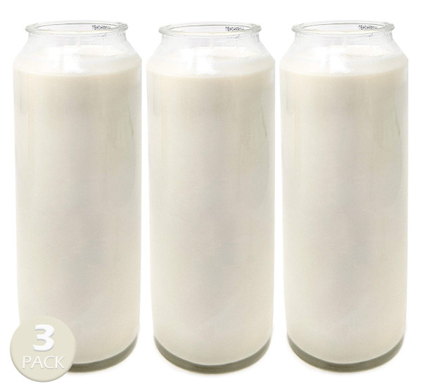 Hyoola 9 Day White Prayer Candle in Glass Jar- 3 Pack - Memory Candle for Religious, Memorial, Vigil and Emergency - 100% Vegetable Oil Wax