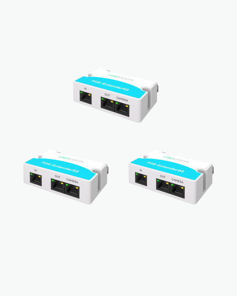LINOVISION Mini 2 Port POE Extender IEEE 802.3af/at POE Repeater Up to 1000ft Power Over Ethernet Over Cat5/6 Cable, POE Splitter to 2 POE Devices Like IP Cameras, IP Phone (3 Pack) …