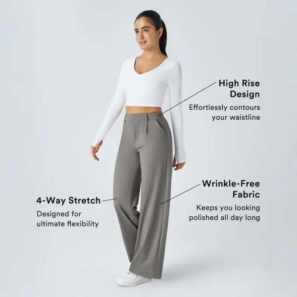 Halara Flex High Waisted Plicated Side Pocket Straight Leg Work Pants#TikTokShopSpringGlowUp