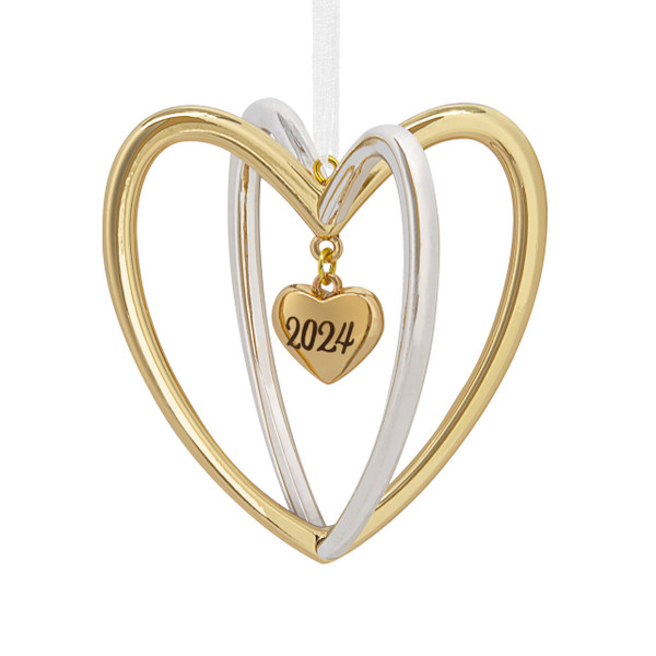 Hallmark Double Heart 2024 Christmas Ornament, Metal Hallmark Double Heart 2024 Christmas Ornament, Metal