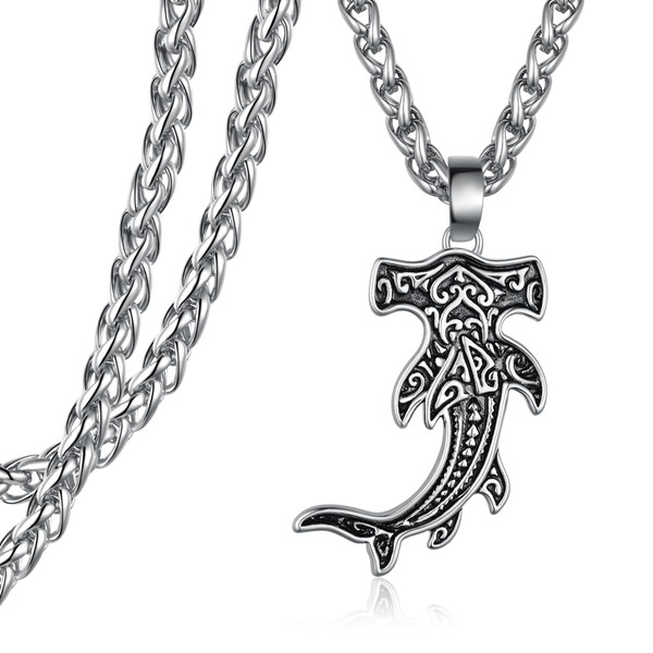 Fuguangju Hammerhead Shark Necklace 925 Sterling Silver Hawaiian Tribal Shark Necklace Shark Jewelry for Men Shark Lovers Shark Week Gifts Fuguangju Hammerhead Shark Necklace 925 Sterling Silver Hawaiian Tribal Shark Necklace Shark Jewelry for Men Shark Lovers Shark Week Gifts